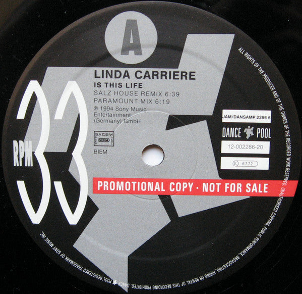Linda Carriere – Is This Life 12" vinyl record, image 1 of 2