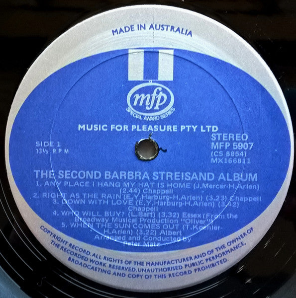 Barbra Streisand – The Second Barbra Streisand Album LP vinyl record, image 3 of 3