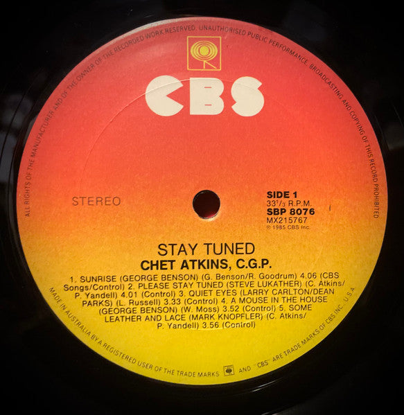 Chet Atkins – Stay Tuned LP vinyl record, image 3 of 4