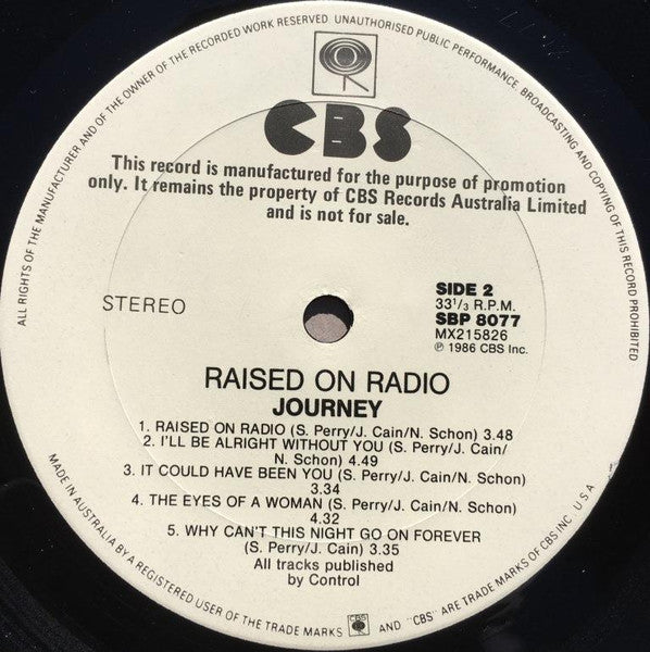 Journey – Raised On Radio LP vinyl record, image 4 of 7