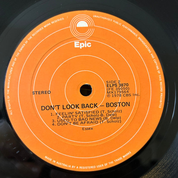 Boston – Don't Look Back LP vinyl record, image 3 of 4