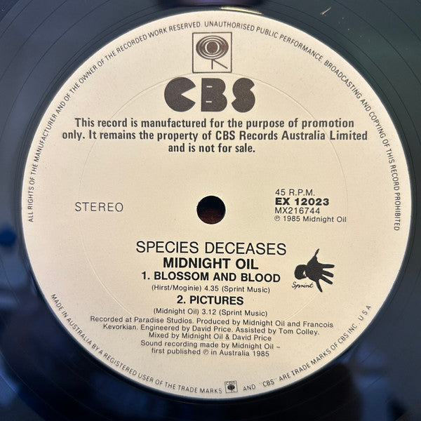 Midnight Oil – Species Deceases 12" vinyl record, image 4 of 4