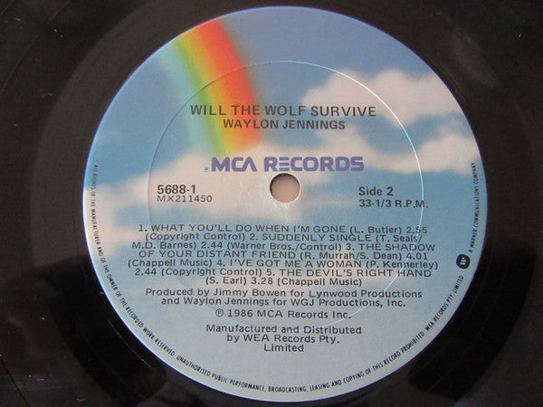 Waylon Jennings – Will The Wolf Survive LP vinyl record, image 3 of 4