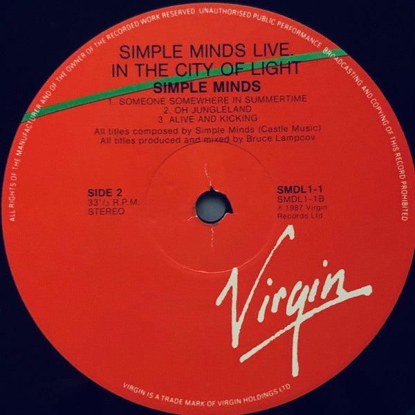 Simple Minds – Live In The City Of Light (2xLP) LP vinyl record, image 7 of 9