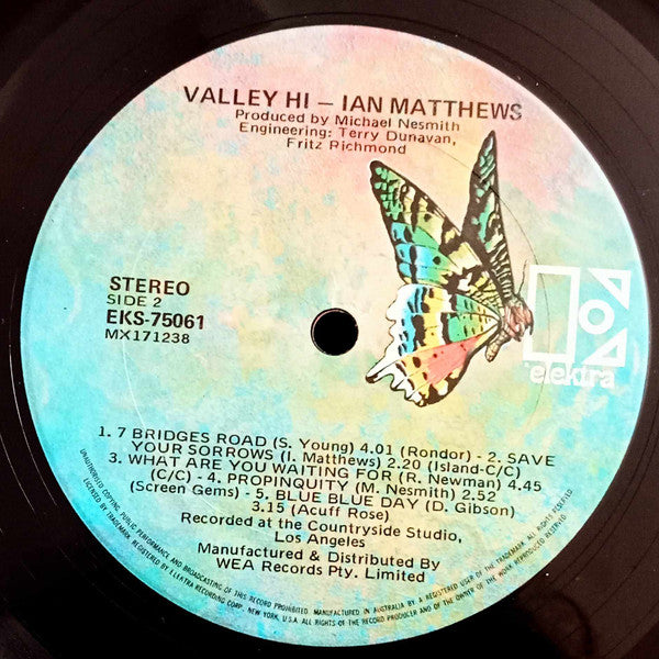 Iain Matthews – Valley Hi LP vinyl record, image 4 of 4