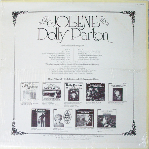 Dolly Parton – Jolene LP vinyl record, image 2 of 4