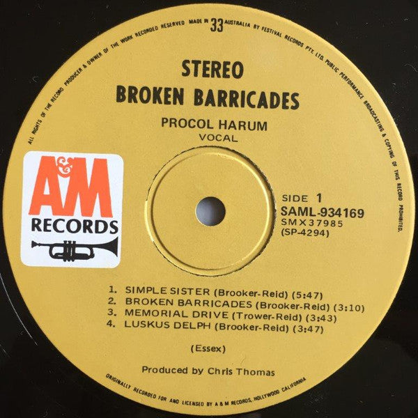 Procol Harum – Broken Barricades LP vinyl record, image 6 of 8