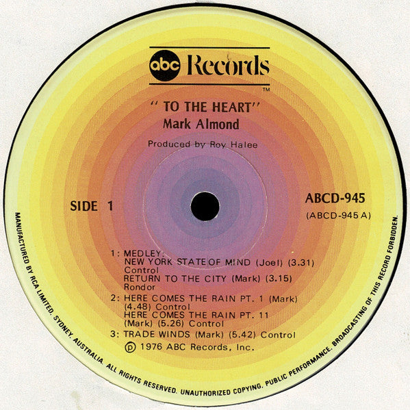 Mark-Almond – To The Heart LP vinyl record, image 3 of 6