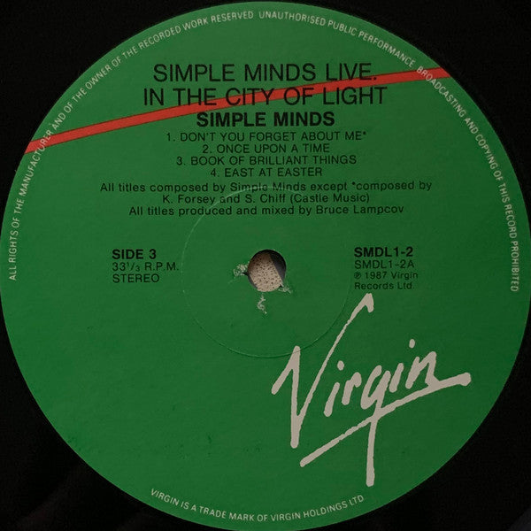 Simple Minds – Live In The City Of Light (2xLP) LP vinyl record, image 8 of 9
