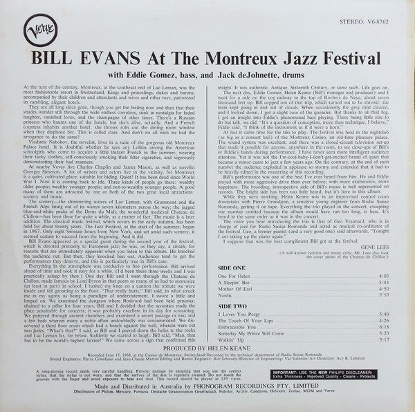Bill Evans – At The Montreux Jazz Festival LP vinyl record, image 2 of 4