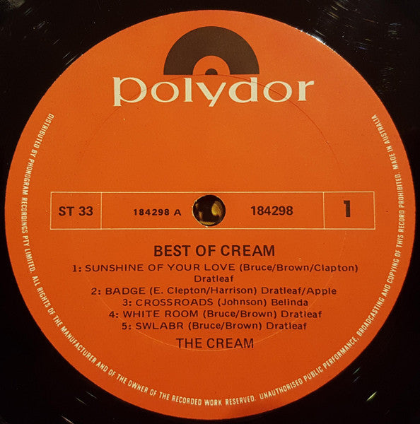 Cream – Best Of Cream LP vinyl record, image 3 of 4