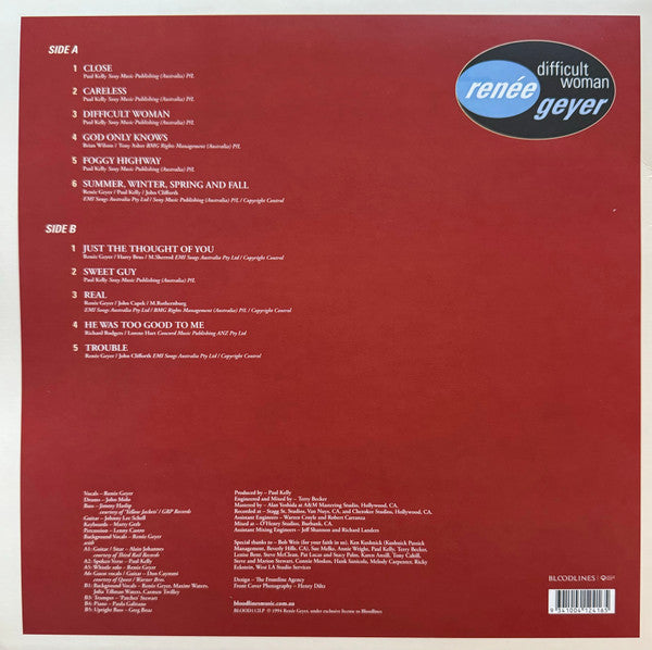 Renee Geyer – Difficult Woman LP vinyl record, image 2 of 8