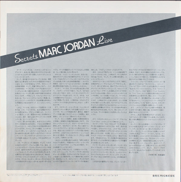 Marc Jordan – Live LP vinyl record, image 8 of 8