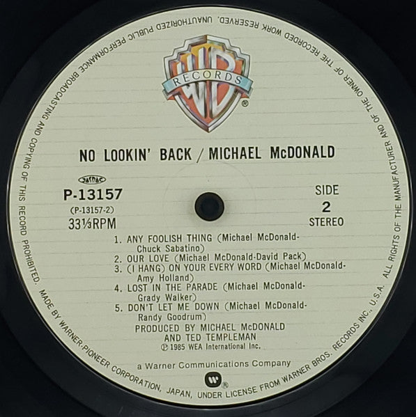 Michael McDonald – No Lookin' Back LP vinyl record, image 4 of 5