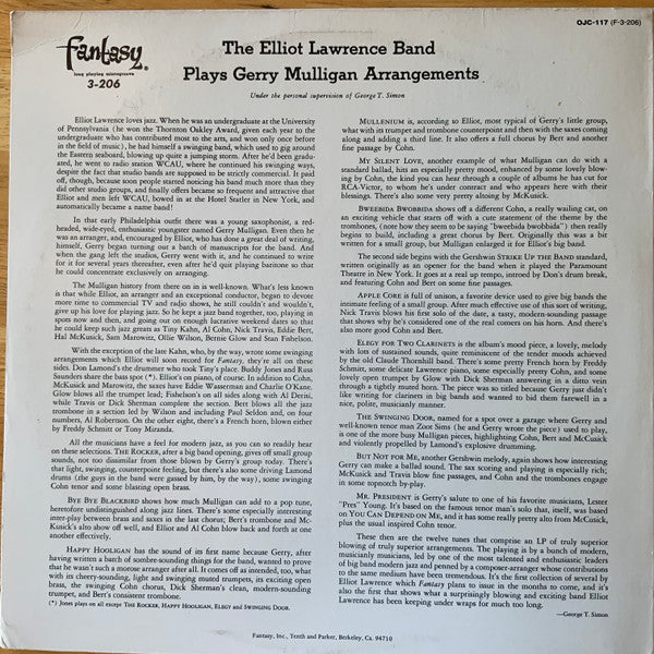 The Elliot Lawrence Band – Plays Gerry Mulligan Arrangements LP vinyl record, image 2 of 4