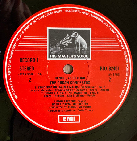 Georg Friedrich Händel, Simon Preston, Bath Festival Orchestra, Menuhin Festival Orchestra, Yehudi Menuhin – The Organ Concertos (Complete) (4xLP) LP vinyl record, image 3 of 10
