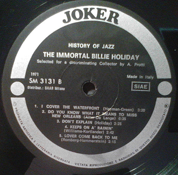 Billie Holiday – The Immortal Billie Holiday LP vinyl record, image 4 of 4