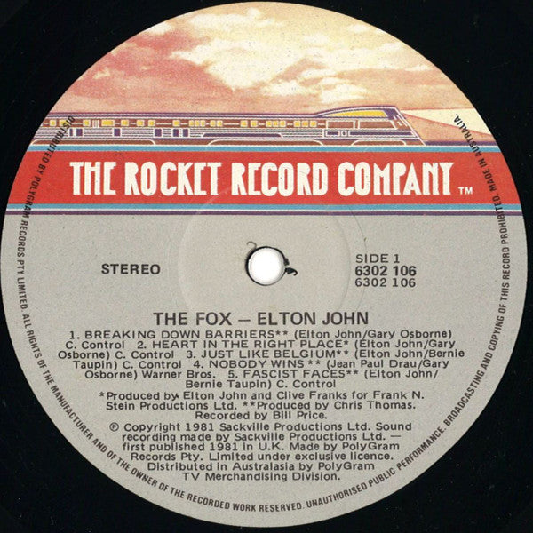 Elton John – The Fox LP vinyl record, image 3 of 6