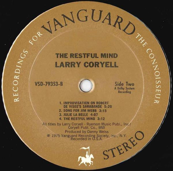 Larry Coryell – The Restful Mind LP vinyl record, image 4 of 4