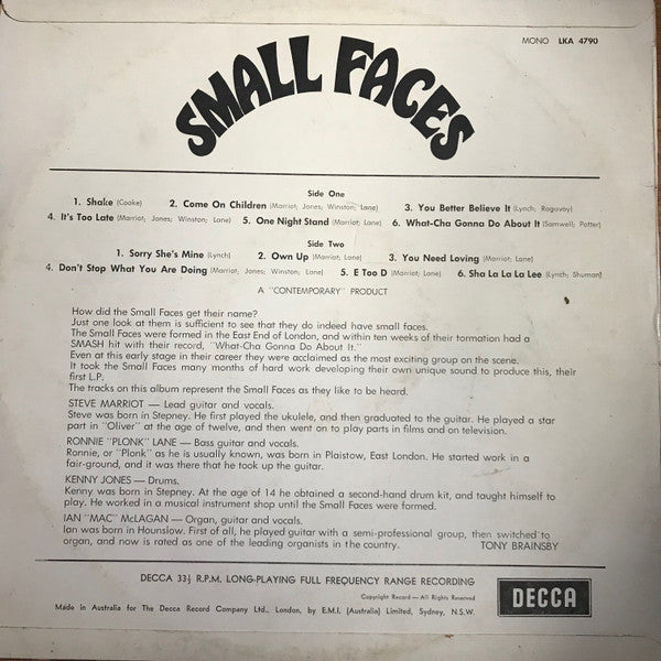 Small Faces – Small Faces LP vinyl record, image 4 of 4