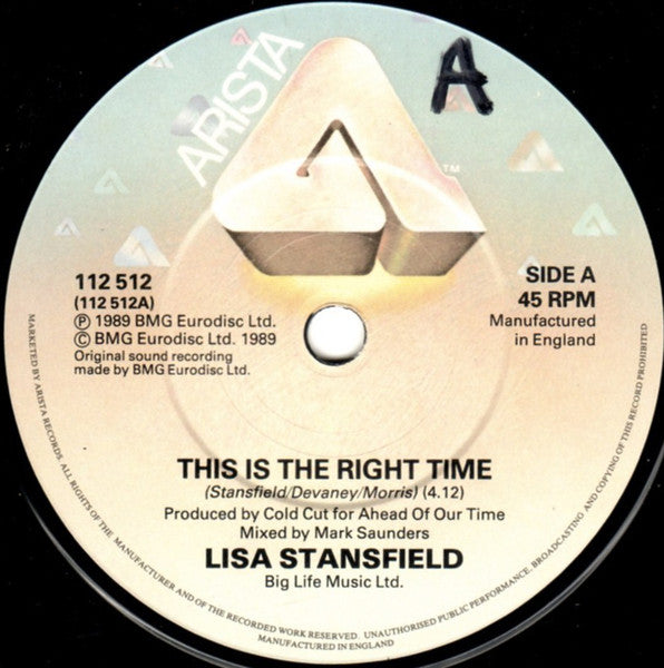 Lisa Stansfield – This Is The Right Time 7" vinyl record, image 3 of 4