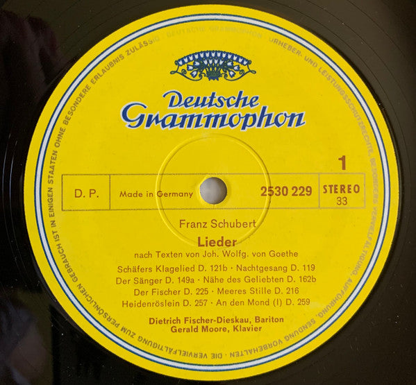 Franz Schubert, Dietrich Fischer-Dieskau, Gerald Moore – Lieder Nach Texten Von Goethe LP vinyl record, image 3 of 7