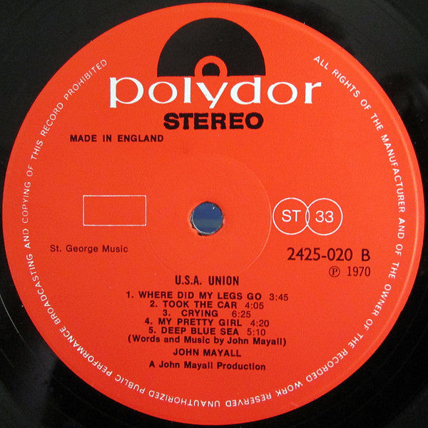 John Mayall – USA Union LP vinyl record, image 6 of 6