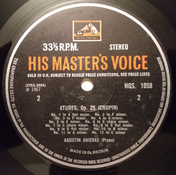 Agustin Anievas, Frédéric Chopin – The 24 Etudes, Opp. 10 & 25 LP vinyl record, image 4 of 4