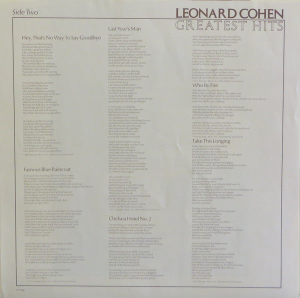 Leonard Cohen – Greatest Hits LP vinyl record, image 8 of 10