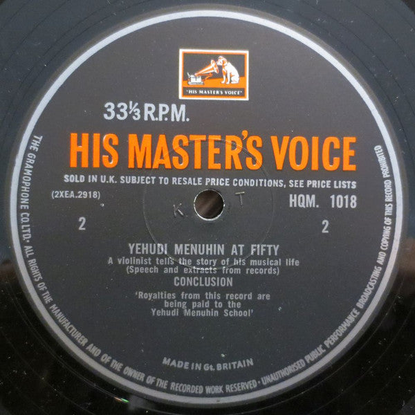 Yehudi Menuhin – Yehudi Menuhin At Fifty LP vinyl record, image 4 of 5