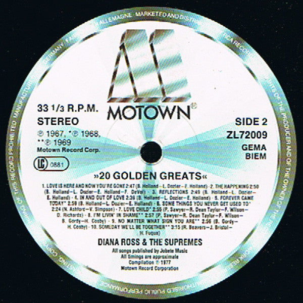 The Supremes – 20 Golden Greats LP vinyl record, image 4 of 5