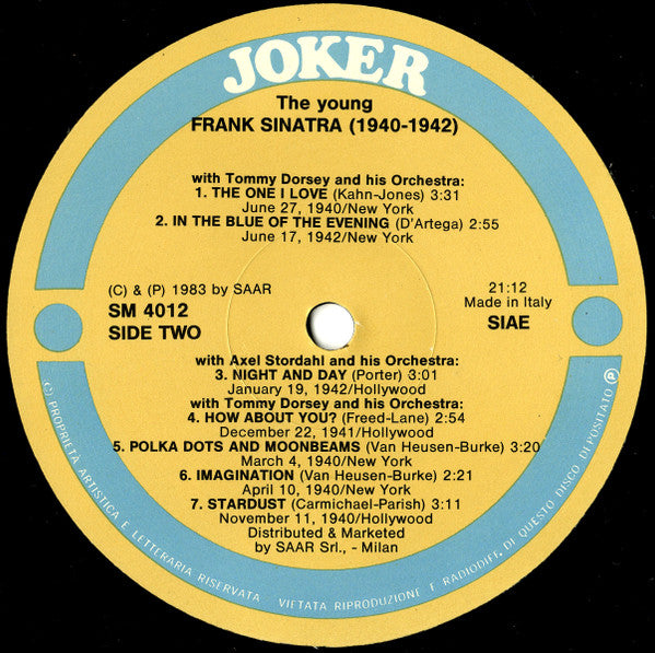 Frank Sinatra – The Young Frank Sinatra 1940-1942 LP vinyl record, image 4 of 4