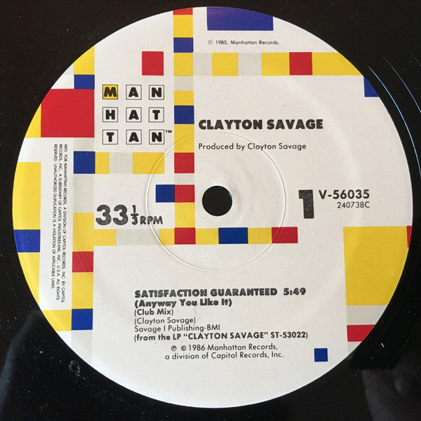 Clayton Savage – Satisfaction Guaranteed 12" vinyl record, image 1 of 3