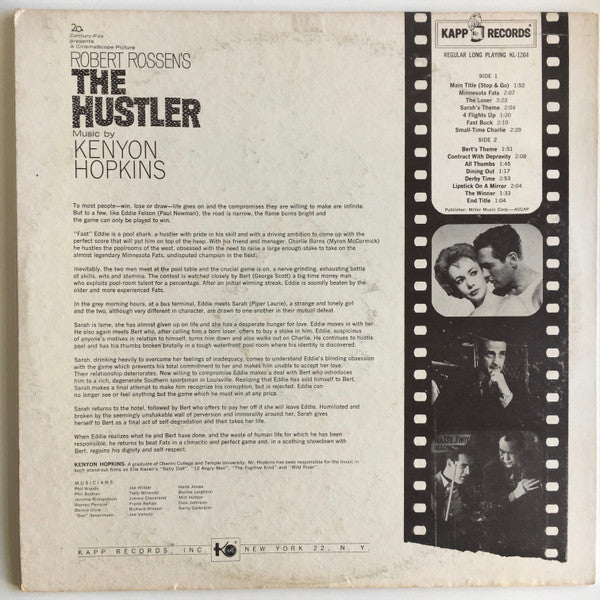 Kenyon Hopkins – The Hustler (The Original Sound Track) LP vinyl record, image 2 of 4