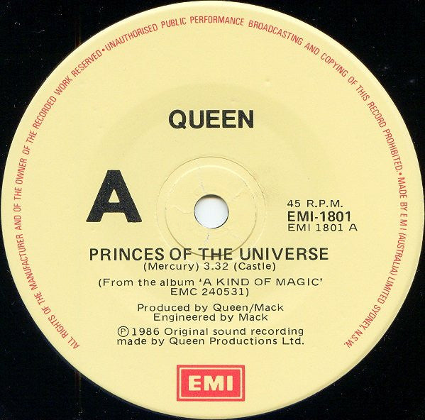 Queen – Princes Of The Universe 7" vinyl record, image 3 of 4