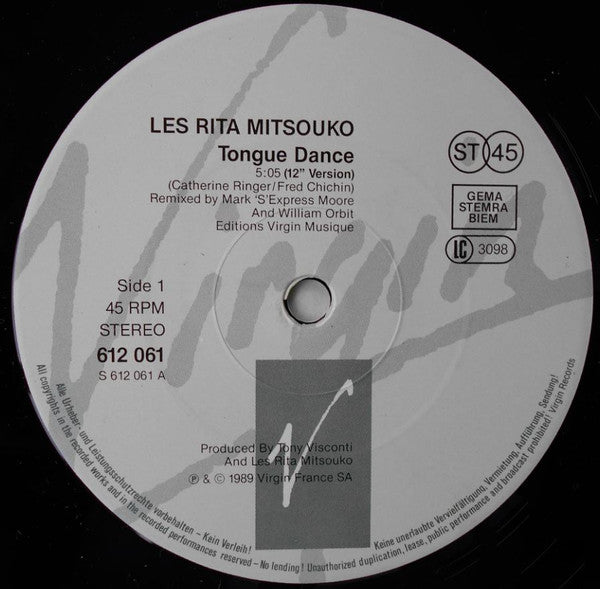 Les Rita Mitsouko – Tongue Dance 12" vinyl record, image 3 of 7
