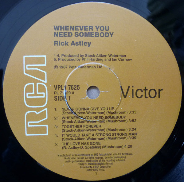 Rick Astley – Whenever You Need Somebody LP vinyl record, image 5 of 10