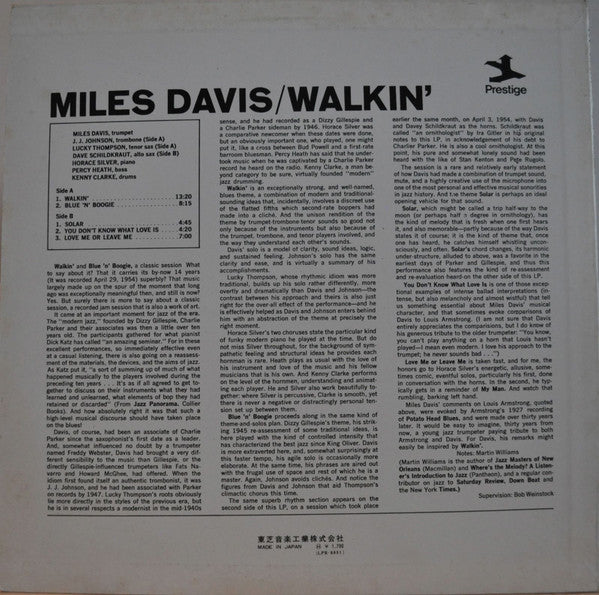 Miles Davis All Stars – Walkin' LP vinyl record, image 2 of 4