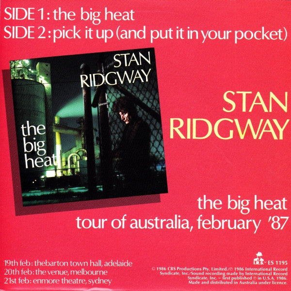 Stan Ridgway – The Big Heat 7" vinyl record, image 2 of 4