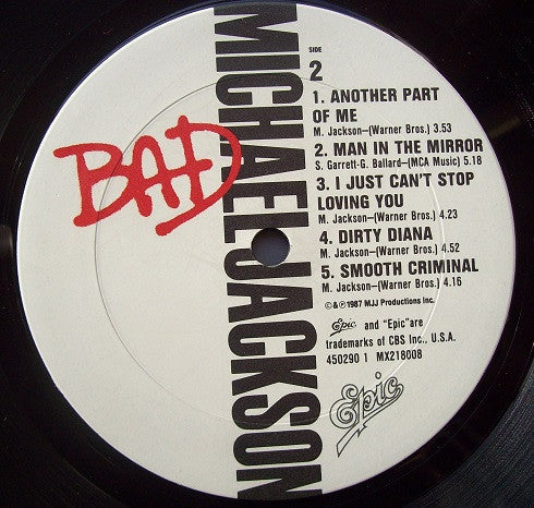 Michael Jackson – Bad LP vinyl record, image 4 of 9