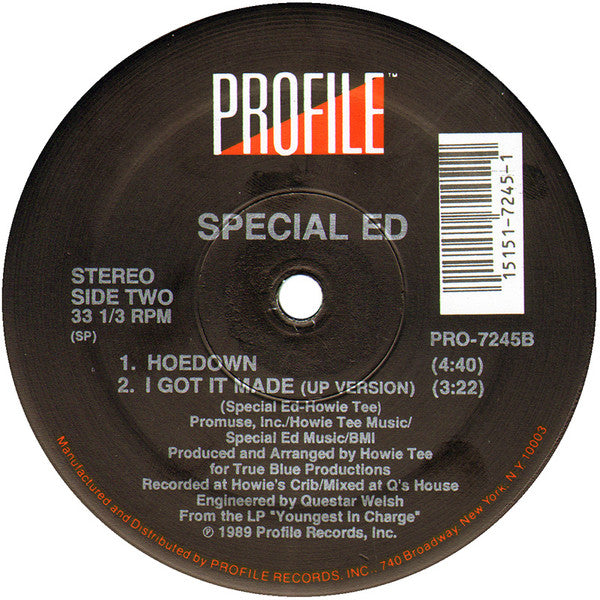 Special Ed – I Got It Made / Hoedown 12" vinyl record, image 2 of 3