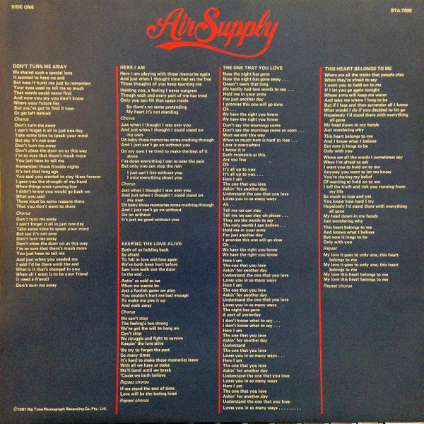 Air Supply – The One That You Love LP vinyl record, image 3 of 6
