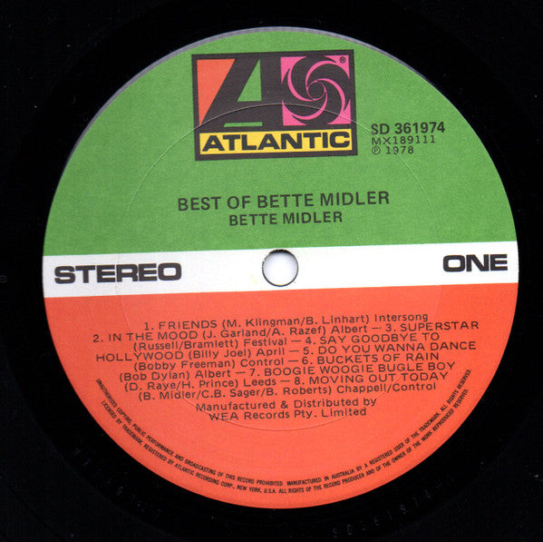 Bette Midler – The Best Of Bette LP vinyl record, image 3 of 4