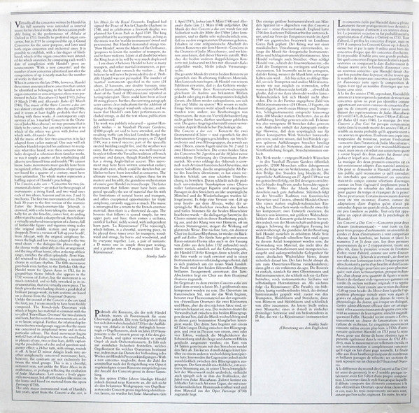 Georg Friedrich Händel, The English Concert, Trevor Pinnock – Music For The Royal Fireworks, Concerti A Due Cori LP vinyl record, image 3 of 7