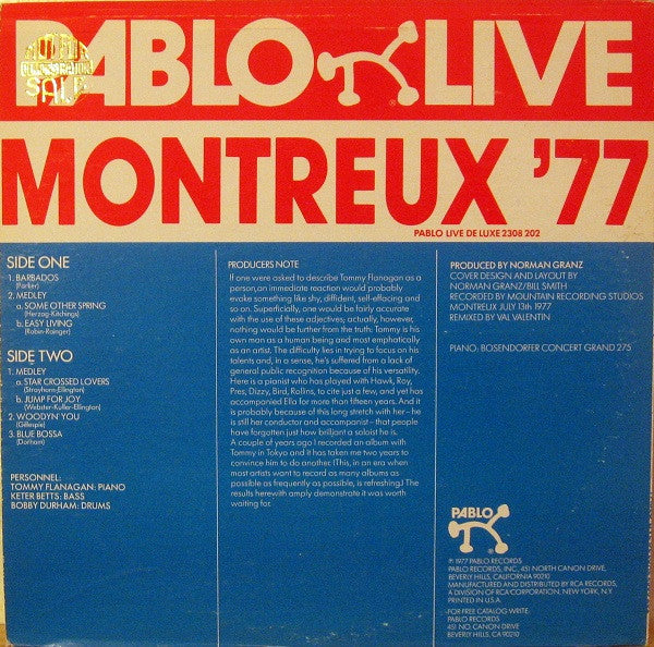 Tommy Flanagan Trio – Montreux '77 LP vinyl record, image 2 of 6