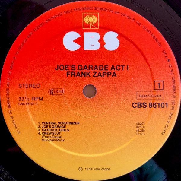 Frank Zappa – Joe's Garage Act I LP vinyl record, image 5 of 10