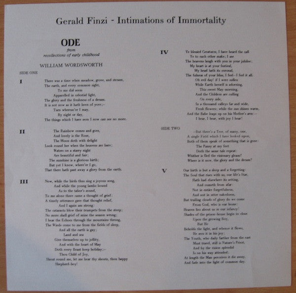 Gerald Finzi – Intimations Of Immortality LP vinyl record, image 4 of 4