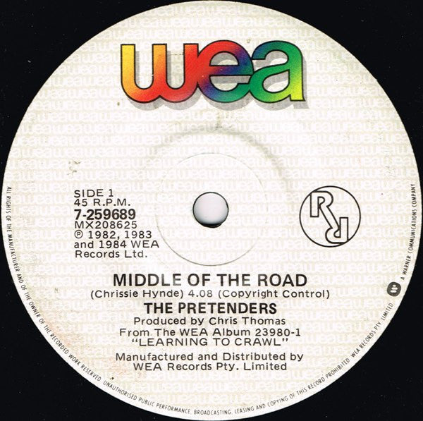 The Pretenders – Middle Of The Road 7" vinyl record, image 1 of 2