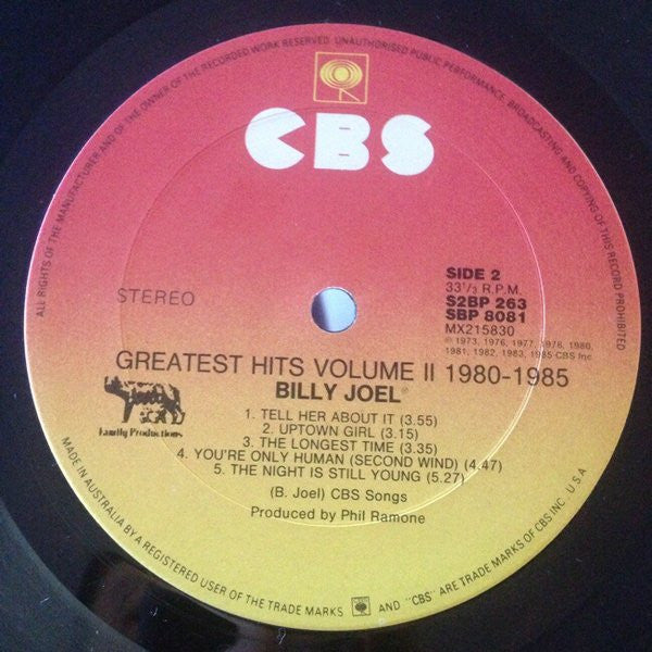 Billy Joel – Greatest Hits Volume I & Volume II (2xLP) LP vinyl record, image 7 of 8