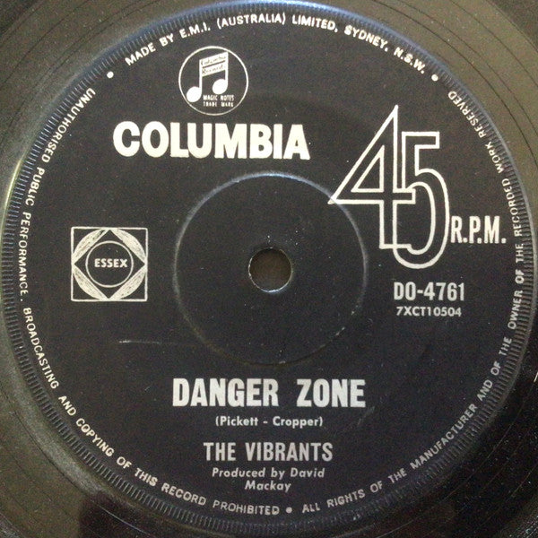 The Vibrants – Danger Zone / Something About You, Baby 7" vinyl record, image 1 of 4